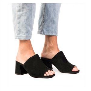 Jeffrey Campbell perpetual black mule suede heel